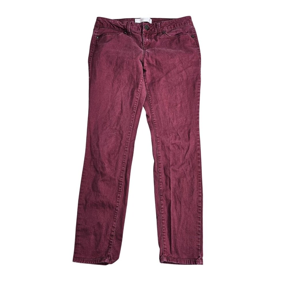 No Boundaries Jeans Juniors 9 Red Mid Rise Skinny Stretch Denim Slim Fit Pants